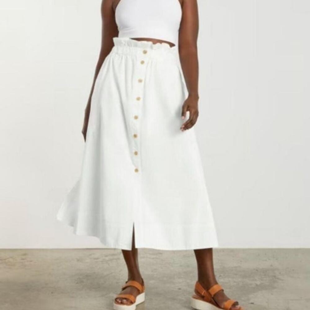 Everlane White Button-Front Mini Skirt